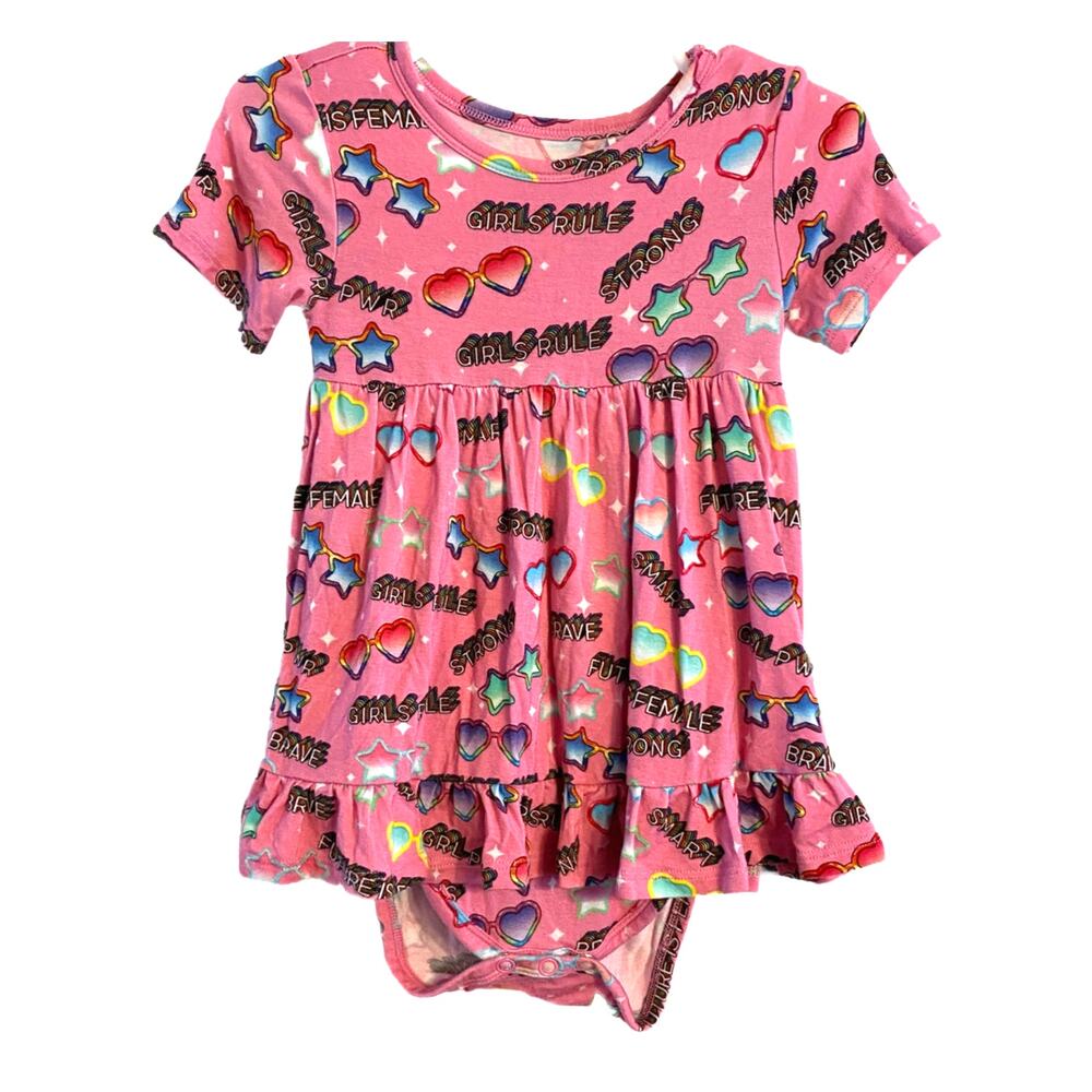Posh Peanut “Girls Rule”Twirl Skirt Bodysuit Smart, Strong, Size 18-24 Months